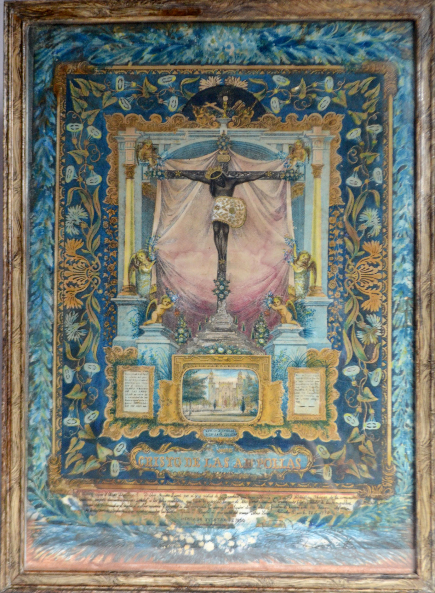 LITOGRAFÍA DE GABRIEL VICENTE GAHONA “PICHETA” SANTO CRISTO DE LAS AMPOLLAS DE ICHMUL
