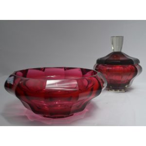 CONJUNTO DE BOMBONERA Y POPURRÍ / CRISTAL DE BOHEMIA