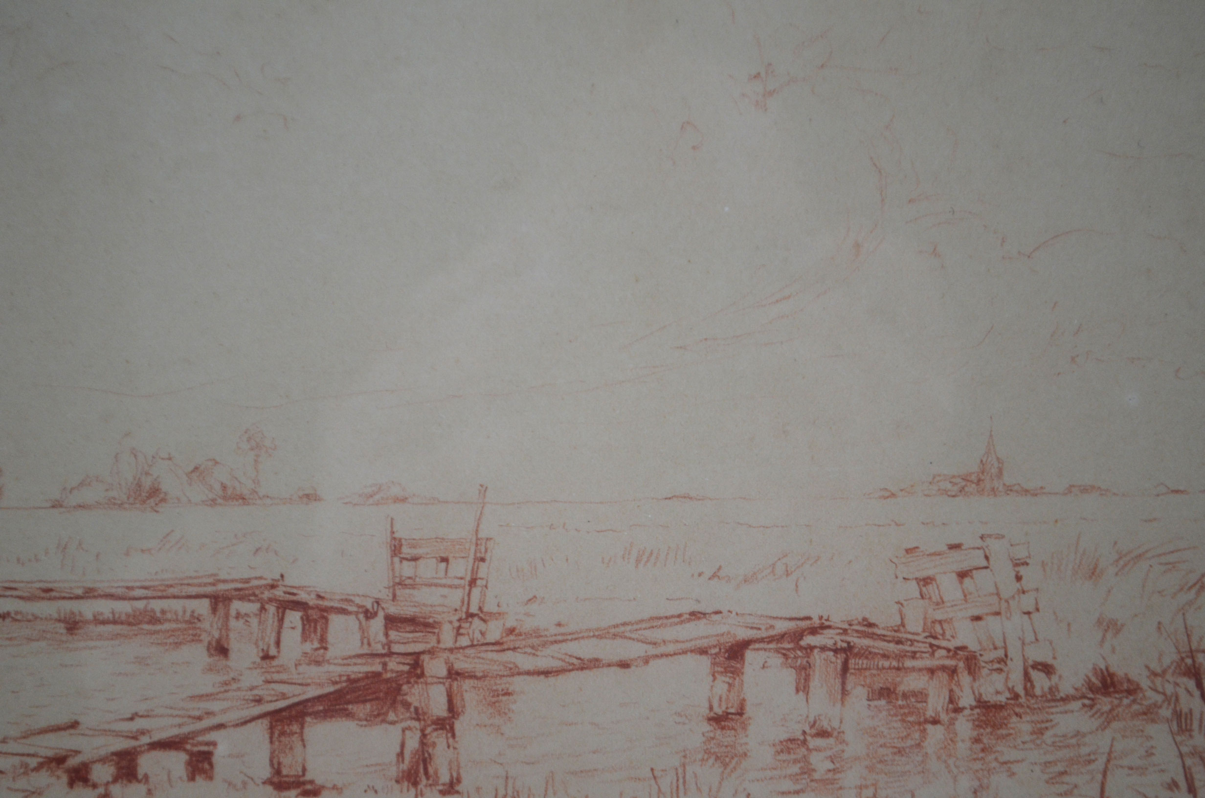 CONTÉ SANGUINA / “NEAR ROTTERDAM” / JOHN WILLIAM WADSWORTH - Imagen 2