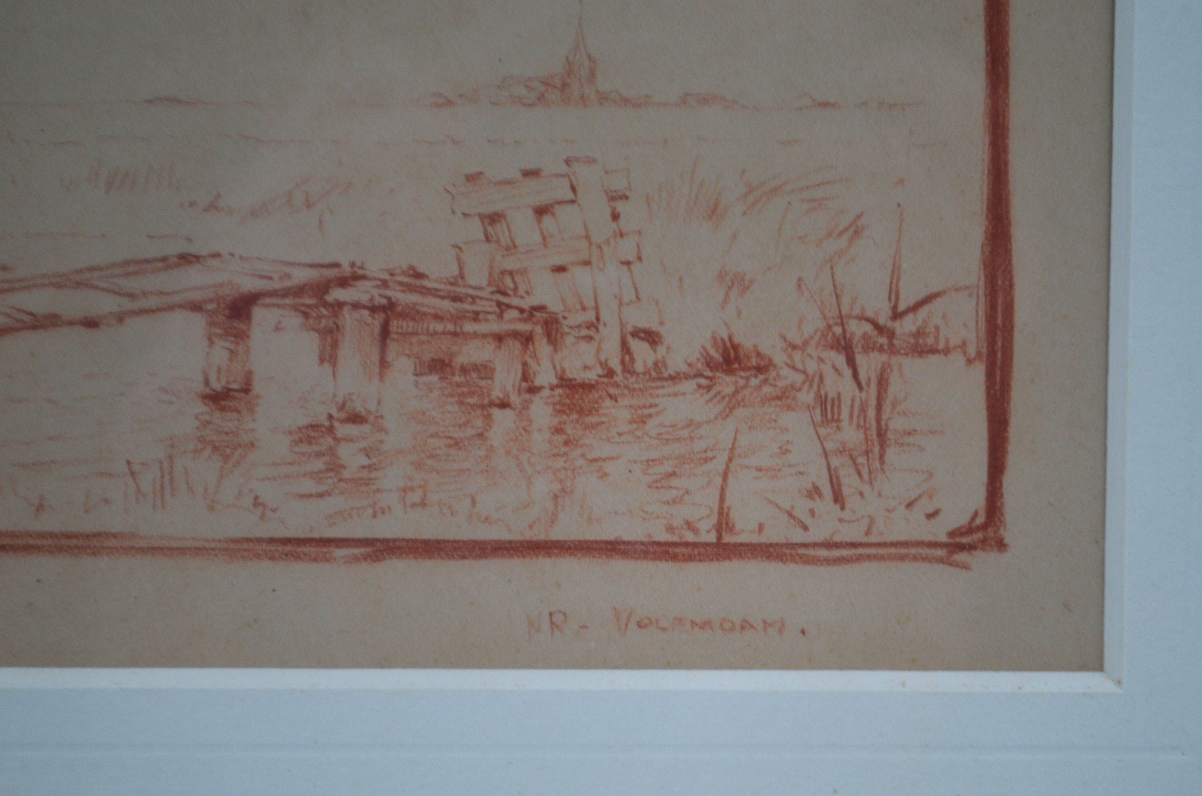 CONTÉ SANGUINA / “NEAR ROTTERDAM” / JOHN WILLIAM WADSWORTH - Imagen 3